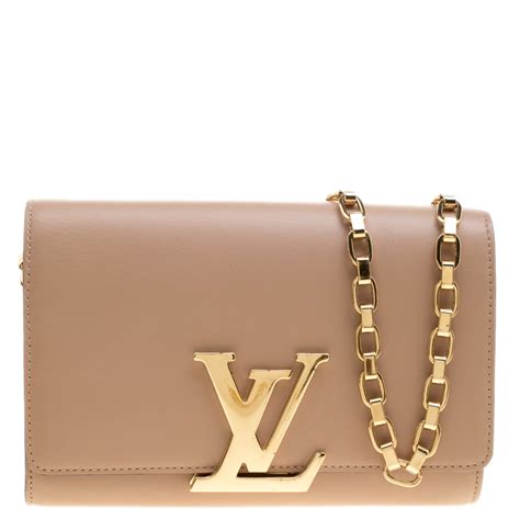 LOUIS VUITTON Chain Louise GM Leather Shoulder Bag Beige